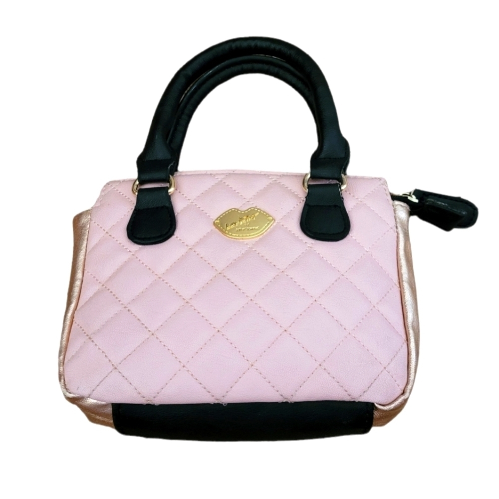 Luv Betsey‎ Betsey Johnson - Quilted Pink Black and Gold Mini Bag